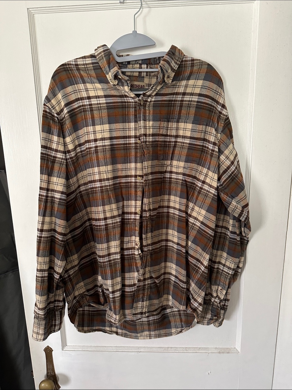 RedHead Plaid Flannel Shirt in Cream, Brown & Rust Tones